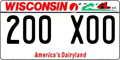 WI license plate 200XOO
