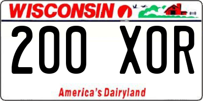 WI license plate 200XOR