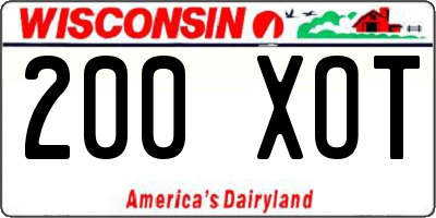 WI license plate 200XOT