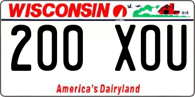 WI license plate 200XOU