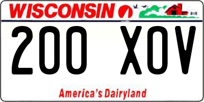 WI license plate 200XOV