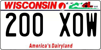 WI license plate 200XOW
