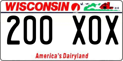 WI license plate 200XOX