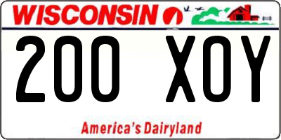 WI license plate 200XOY