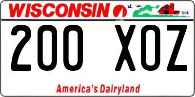 WI license plate 200XOZ