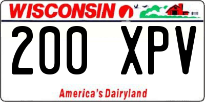 WI license plate 200XPV