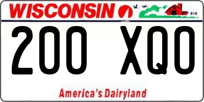WI license plate 200XQO