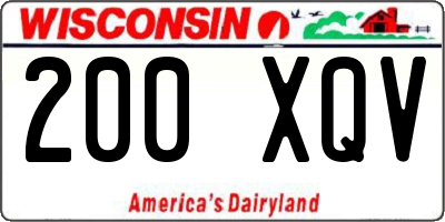 WI license plate 200XQV