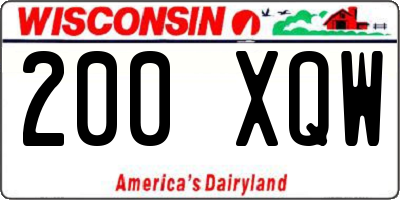 WI license plate 200XQW