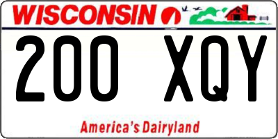 WI license plate 200XQY