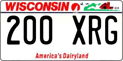 WI license plate 200XRG