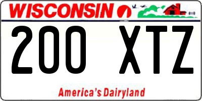 WI license plate 200XTZ