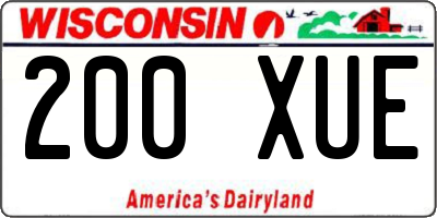 WI license plate 200XUE