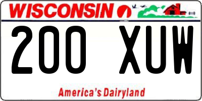 WI license plate 200XUW