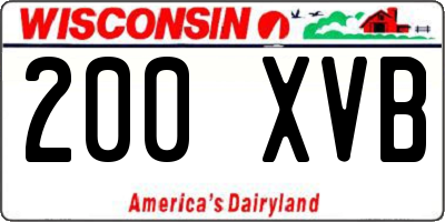 WI license plate 200XVB
