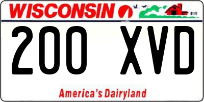 WI license plate 200XVD