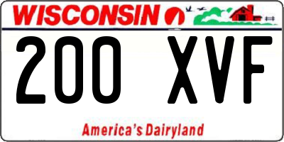 WI license plate 200XVF