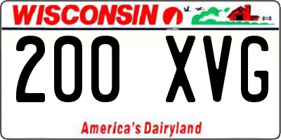WI license plate 200XVG