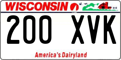 WI license plate 200XVK