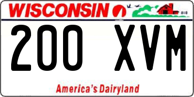 WI license plate 200XVM