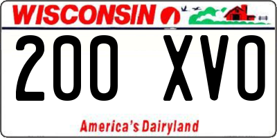 WI license plate 200XVO
