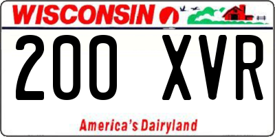 WI license plate 200XVR