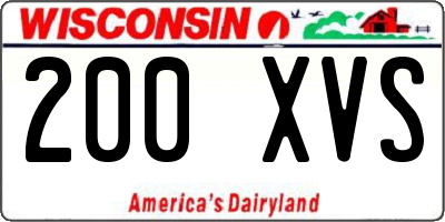 WI license plate 200XVS