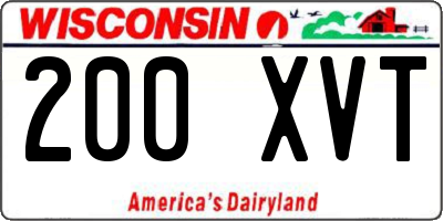 WI license plate 200XVT