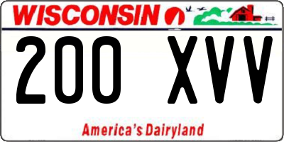 WI license plate 200XVV