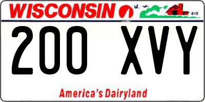 WI license plate 200XVY