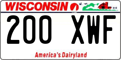 WI license plate 200XWF