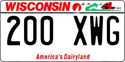 WI license plate 200XWG