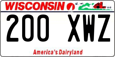 WI license plate 200XWZ