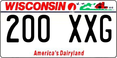 WI license plate 200XXG