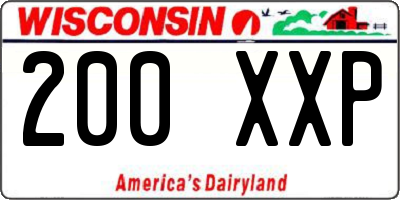 WI license plate 200XXP