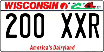 WI license plate 200XXR