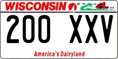 WI license plate 200XXV
