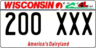WI license plate 200XXX