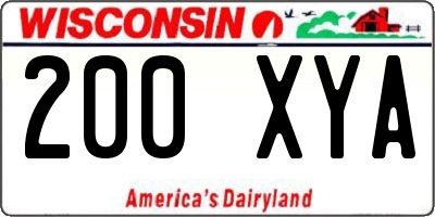 WI license plate 200XYA