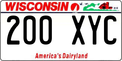 WI license plate 200XYC