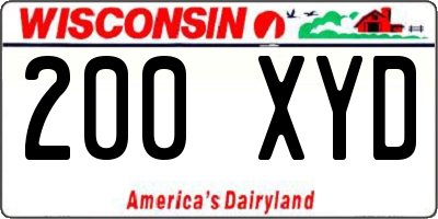 WI license plate 200XYD