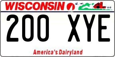 WI license plate 200XYE