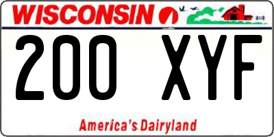 WI license plate 200XYF