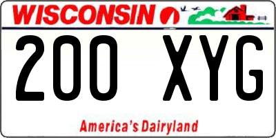 WI license plate 200XYG