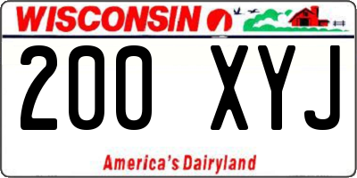 WI license plate 200XYJ