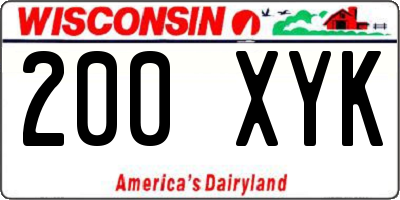 WI license plate 200XYK