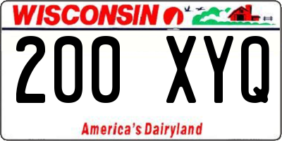 WI license plate 200XYQ