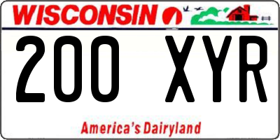 WI license plate 200XYR