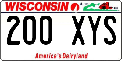 WI license plate 200XYS