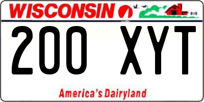WI license plate 200XYT